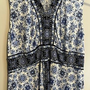 London Times Navy and White Floral Dress